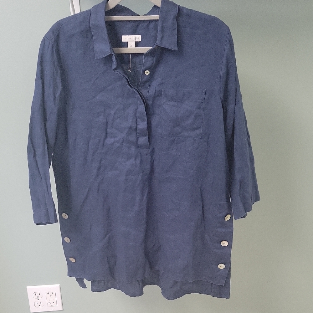 J. Jill Deep Blue Linen Shirt
